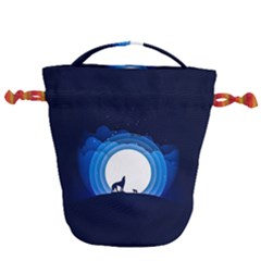 Month Full Moon Wolf Night Drawstring Bucket Bag by Nexatart