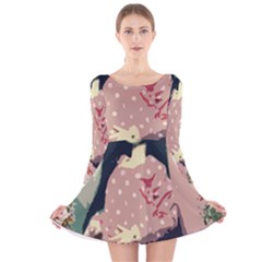 Rose Floral Doll Long Sleeve Velvet Skater Dress by snowwhitegirl