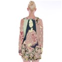 Rose Floral Doll Velvet Long Sleeve Shoulder Cutout Dress View2