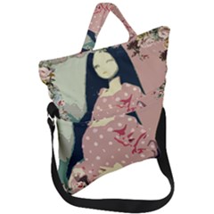 Rose Floral Doll Fold Over Handle Tote Bag by snowwhitegirl