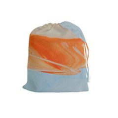 Orange And Blue Drawstring Pouch (large) by WILLBIRDWELL