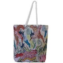 Watercolor Postcard2 Full Print Rope Handle Tote (large) by chellerayartisans