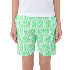 Bright Lime Green Colored Waikiki Surfboards  Women s Basketball Shorts by PodArtist