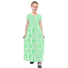 Bright Lime Green Colored Waikiki Surfboards  Kids  Short Sleeve Maxi Dress by PodArtist