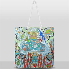 Supersonic Cosmic Submarine Full Print Rope Handle Tote (large) by chellerayartisans