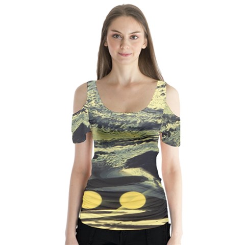 Solar Babies Butterfly Sleeve Cutout Tee  by WILLBIRDWELL