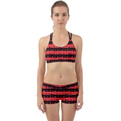 Donated Kidney Pink And Black Halloween Nightmare Stripes  Back Web Gym Set by PodArtist