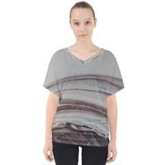 Brown Round V-neck Dolman Drape Top by WILLBIRDWELL