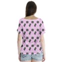 Retro Typewriter Pink Pattern V-Neck Flutter Sleeve Top View2