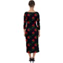 Red Roses Black Quarter Sleeve Midi Bodycon Dress View2