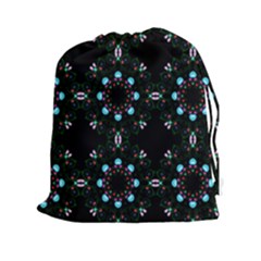 Embroidery Paisley Black Drawstring Pouch (xxl) by snowwhitegirl