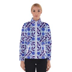 Blue Dot Floral Winter Jacket by snowwhitegirl