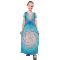 Decorative Background Blue Kids  Short Sleeve Maxi Dress by Sapixe