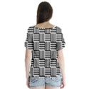 Basket Black Lines Stripes White V-Neck Flutter Sleeve Top View2
