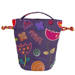 Background Decorative Floral Drawstring Bucket Bag by Sapixe