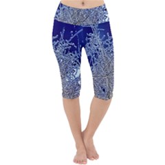 Crystalline Branches Lightweight Velour Cropped Yoga Leggings by DeneWestUK