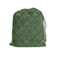 Damask Green Drawstring Pouch (xl) by vintage2030