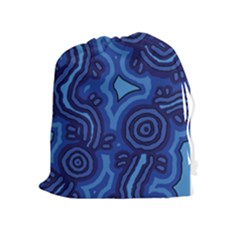 Aboriginal Art - Blue Campsites Drawstring Pouch (xl) by hogartharts
