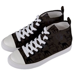 Dog Pattern Brown Women s Mid-top Canvas Sneakers by snowwhitegirl