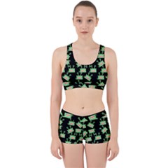 Green Alien Monster Pattern Black Work It Out Gym Set by snowwhitegirl