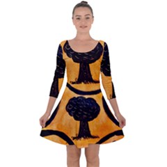 Ceramic Tree Smudge Quarter Sleeve Skater Dress by DeneWestUK