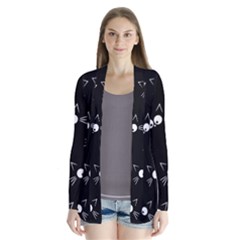 Cute Black Cat Pattern Drape Collar Cardigan by Valentinaart