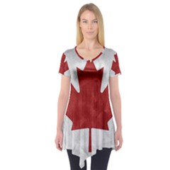 Canada Grunge Flag Short Sleeve Tunic  by Valentinaart
