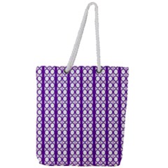 Circles Lines Purple White Modern Design Full Print Rope Handle Tote (large) by BrightVibesDesign
