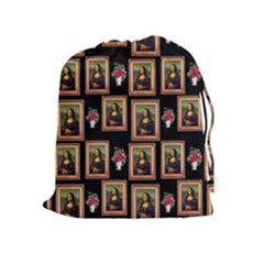 Mona Lisa Frame Pattern Drawstring Pouch (xl) by snowwhitegirl