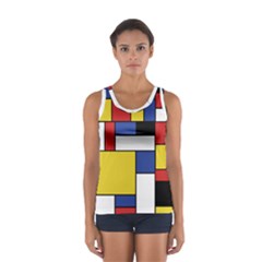 Mondrian Geometric Art Sport Tank Top  by KayCordingly