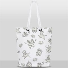 Doodle Bob Pattern Full Print Rope Handle Tote (small) by Valentinaart