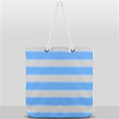 Bold Stripes Bright Blue Pattern Full Print Rope Handle Tote (large) by BrightVibesDesign