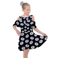 Donuts Pattern Kids  Shoulder Cutout Chiffon Dress by Valentinaart
