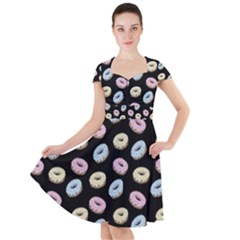Donuts Pattern Cap Sleeve Midi Dress by Valentinaart