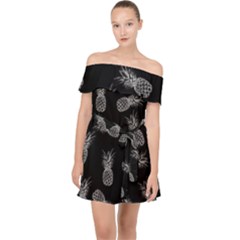 Pineapple Pattern Off Shoulder Chiffon Dress by Valentinaart