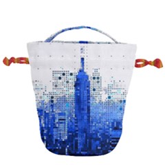 Skyline Skyscraper Abstract Points Drawstring Bucket Bag by Simbadda