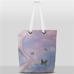 The Wonderful Moon With Butterflies Full Print Rope Handle Tote (small) by FantasyWorld7