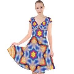 Pattern Abstract Background Art Cap Sleeve Front Wrap Midi Dress by Celenk