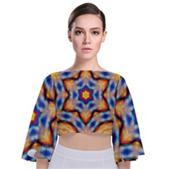 Pattern Abstract Background Art Tie Back Butterfly Sleeve Chiffon Top by Celenk