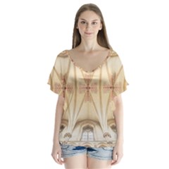 Wells Cathedral Wells Cathedral V-neck Flutter Sleeve Top by Celenk