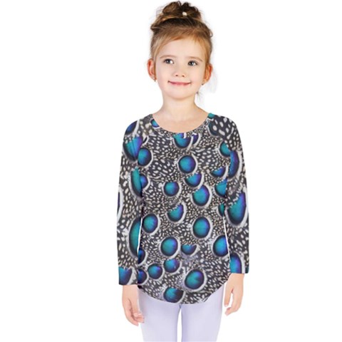 Peacock Pattern Close Up Plumage Kids  Long Sleeve Tee by Celenk