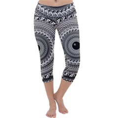 Graphic Design Round Geometric Capri Yoga Leggings by Simbadda