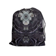 Black And White Fractal Art Artwork Design Drawstring Pouch (xl) by Simbadda