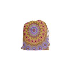 Geometric Flower Oriental Ornament Drawstring Pouch (xs) by Simbadda