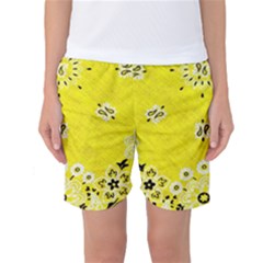 Grunge Yellow Bandana Women s Basketball Shorts by dressshop