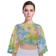 Abstract Pattern Color Art Texture Tie Back Butterfly Sleeve Chiffon Top by Nexatart