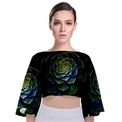 Nature Desktop Flora Color Pattern Tie Back Butterfly Sleeve Chiffon Top by Nexatart