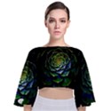Nature Desktop Flora Color Pattern Tie Back Butterfly Sleeve Chiffon Top View1
