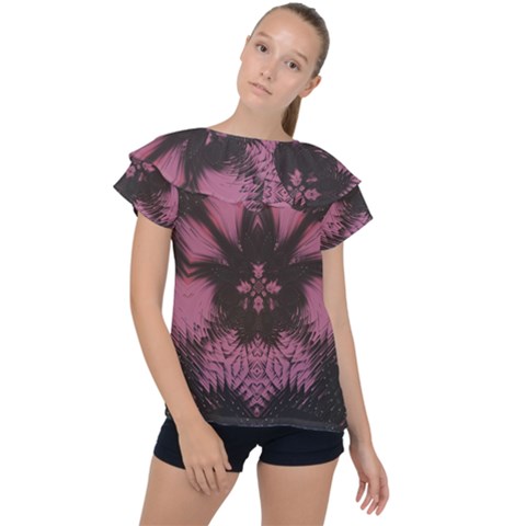 Glitch Glitch Art Grunge Distortion Ruffle Collar Chiffon Blouse by Nexatart