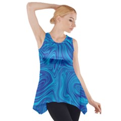 Blue Abstract Pattern Art Shape Side Drop Tank Tunic by Nexatart